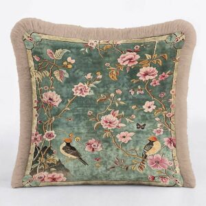 Vintage Floral Bird Tassel Cushion Cover Set of 2 Home Decor